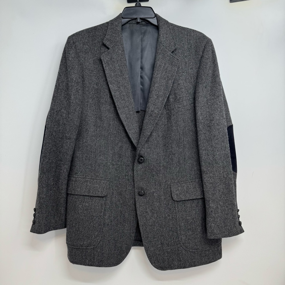 Di Benedetto American Craftsman Mens Sport Coat Size 44 Herringbone Patch Elbows